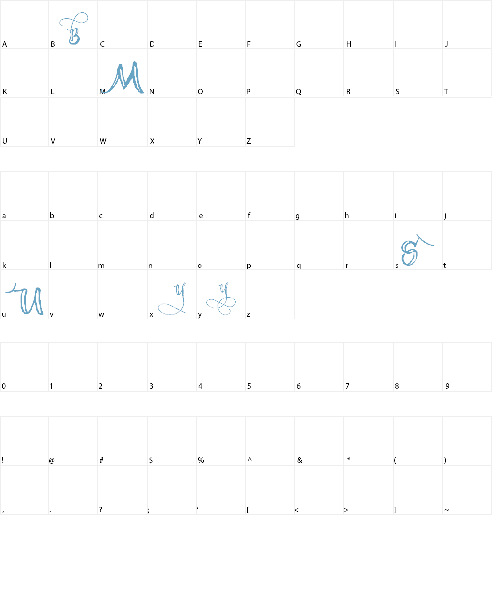 AEZ scripty Font Character